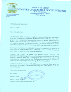 Carta de apoyo del Ministerio de Salud y Bienestar Social de Liberia