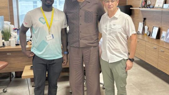 Representatives of NASSCORP meeting with project partners to support mental health rehabilitation for women in Liberia